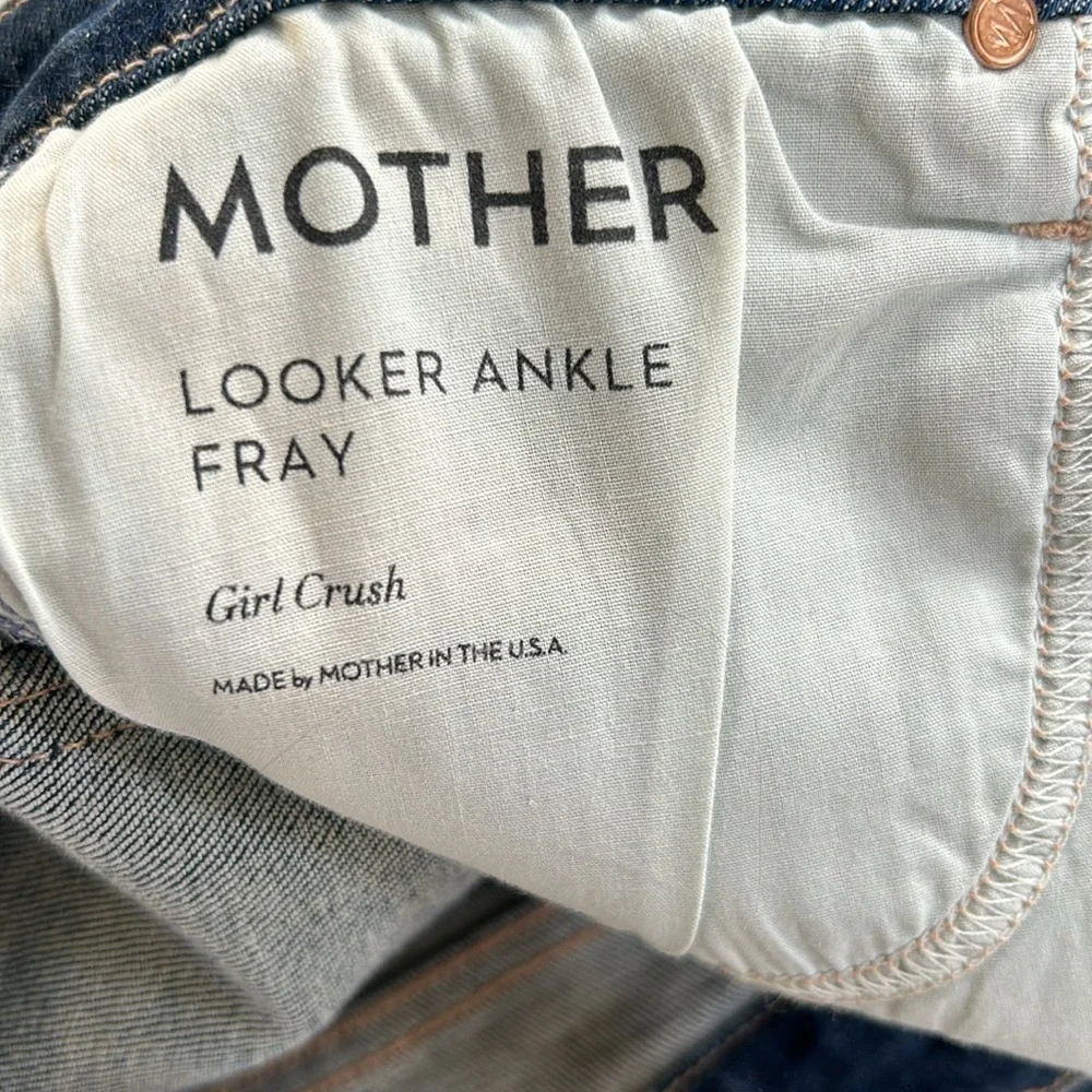 MOTHER The Looker Ankle Fray Skinny Jean in Girl Crush size 27 Raw Hem